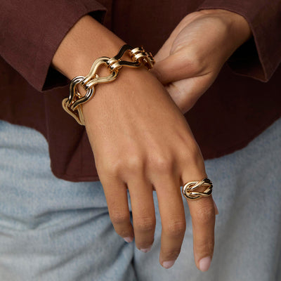 Lele Sadoughi RING GOLD KNOTTED RING