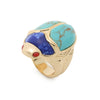 Lele Sadoughi RINGS TURQUOISE LAPIS STONE SCARAB COCKTAIL RING