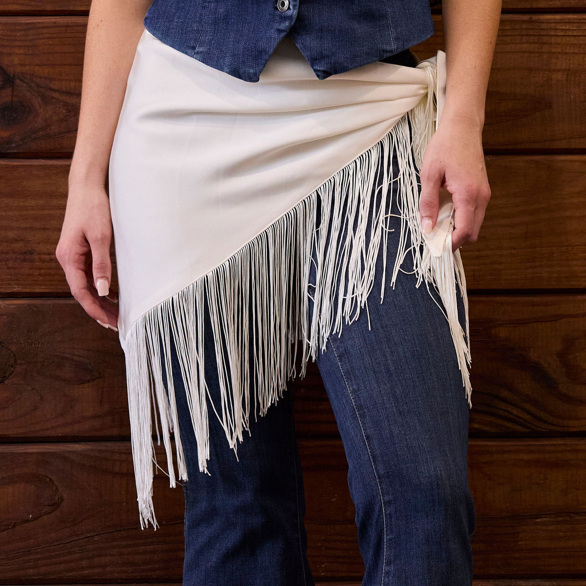Lele Sadoughi SCARF IVORY AUDREY FRINGE SCARF