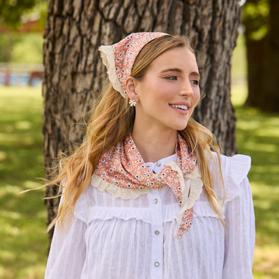 Lele Sadoughi SCARF LITTLE HOUSE ON THE PRAIRIE LAURA AUDREY EYELET TRIM SCARF