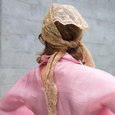 Lele Sadoughi SCARVES ALMOND FLORAL AUDREY LACE SCARF