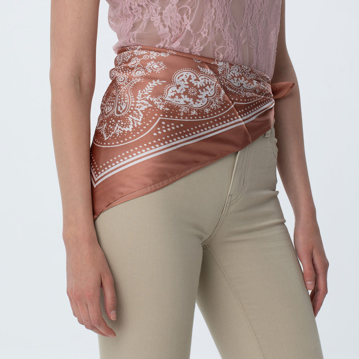 Lele Sadoughi SCARVES BLUSH PAISLEY SQUARE SATIN SCARF