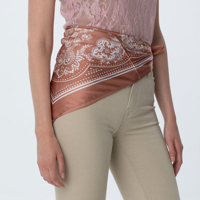 Lele Sadoughi SCARVES BLUSH PAISLEY SQUARE SATIN SCARF