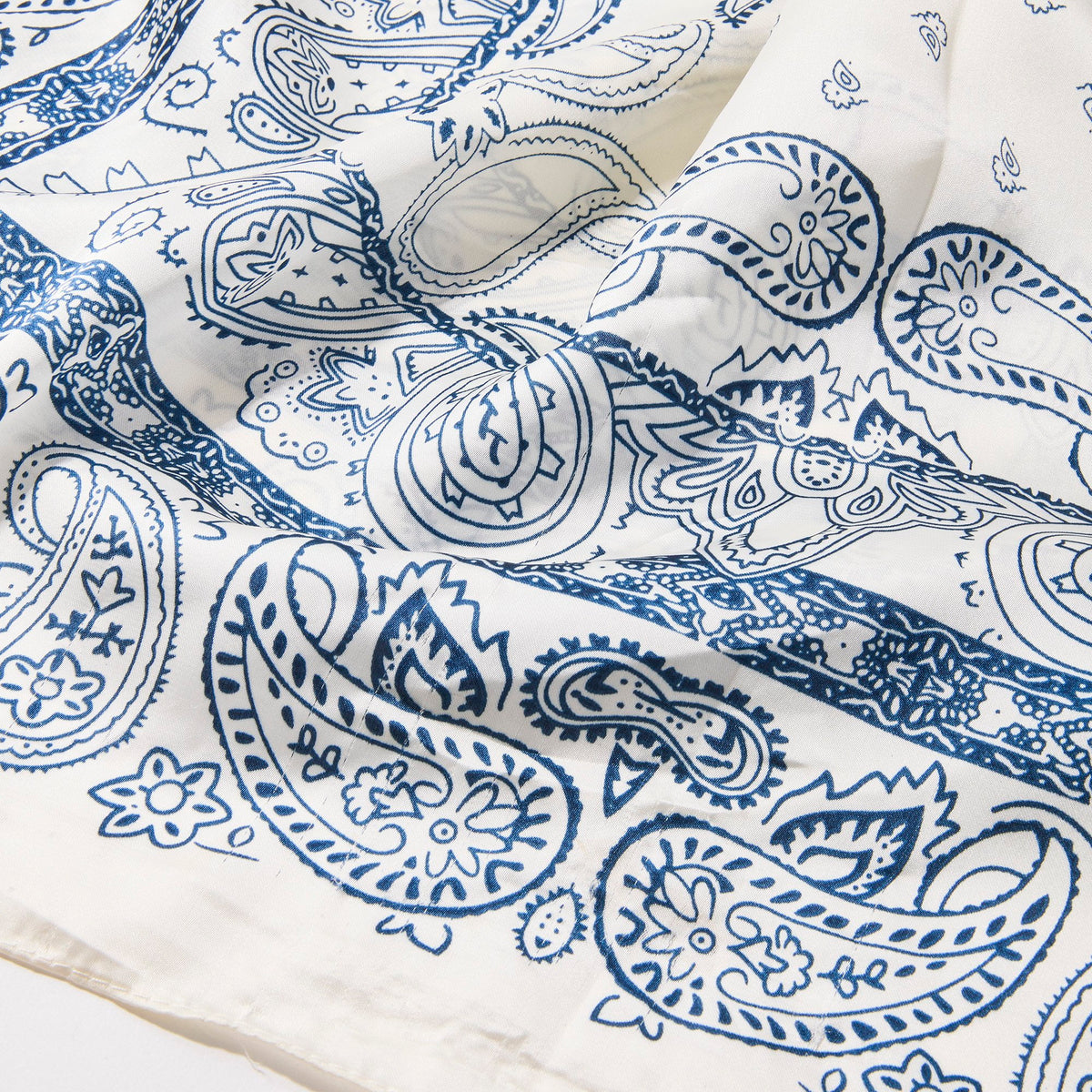 Lele Sadoughi SCARVES IVORY NAVY PAISLEY SQUARE SATIN SCARF
