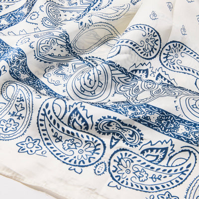 Lele Sadoughi SCARVES IVORY NAVY PAISLEY SQUARE SATIN SCARF