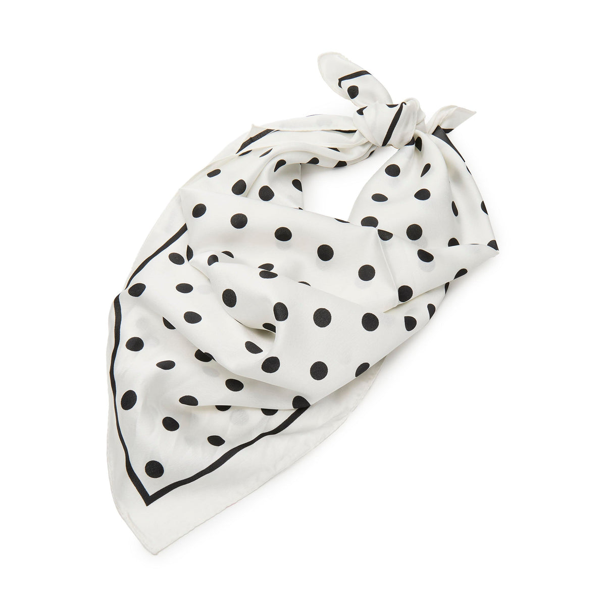 Lele Sadoughi SCARVES JET IVORY POLKA DOT SQUARE SATIN SCARF