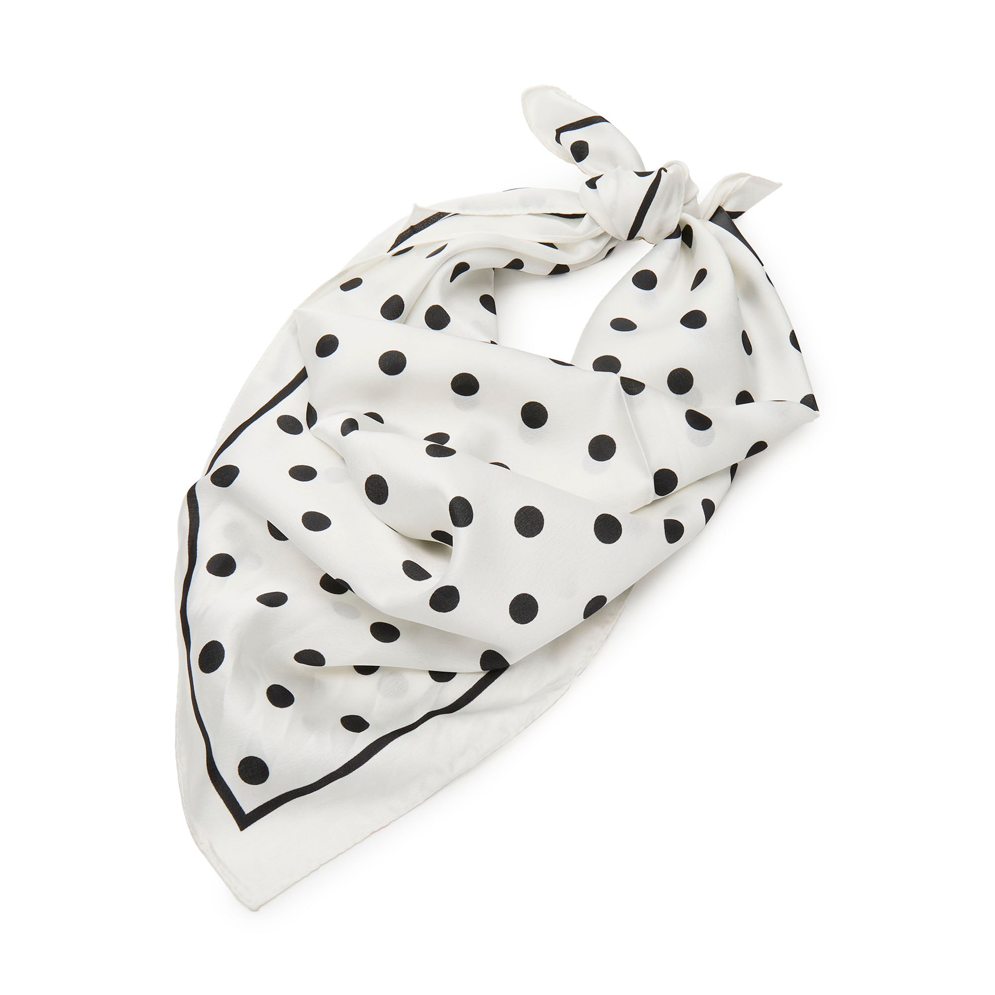 Lele Sadoughi SCARVES JET IVORY POLKA DOT SQUARE SATIN SCARF