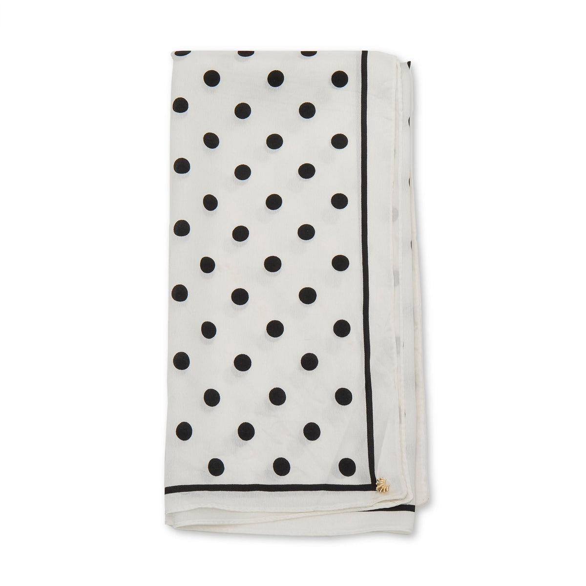 Lele Sadoughi SCARVES JET IVORY POLKA DOT SQUARE SATIN SCARF