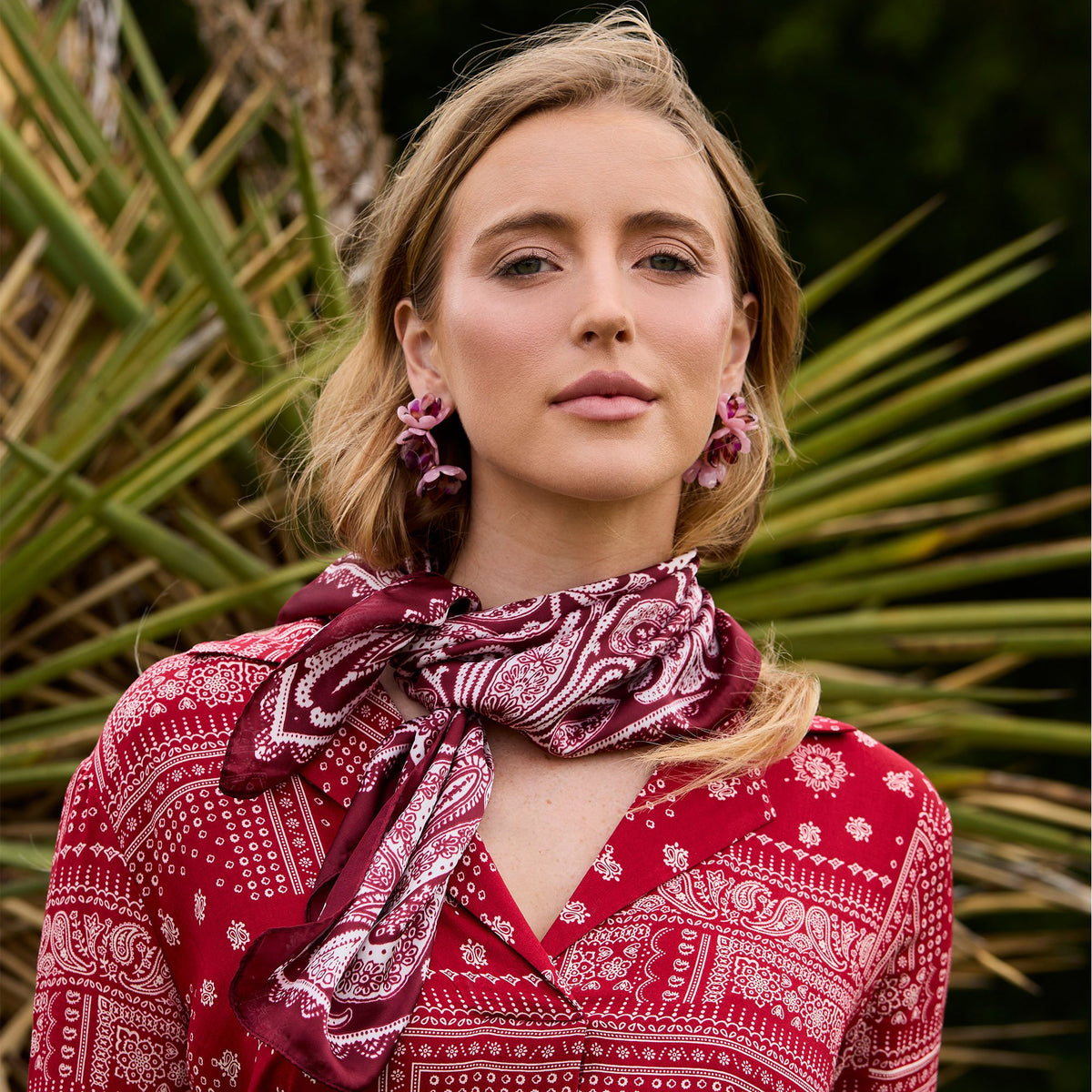 Lele Sadoughi SCARVES MERLOT PAISLEY SQUARE SCARF