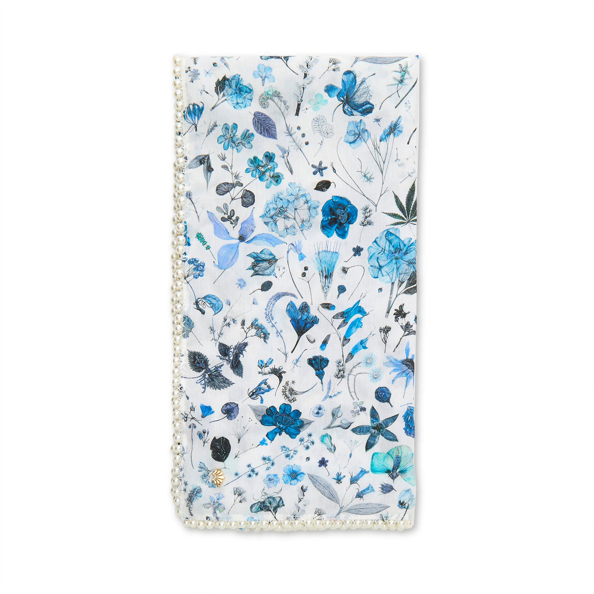 Lele Sadoughi SCARVES SAPPHIRE FLORAL LIBERTY PEARL EDGE SQUARE SCARF