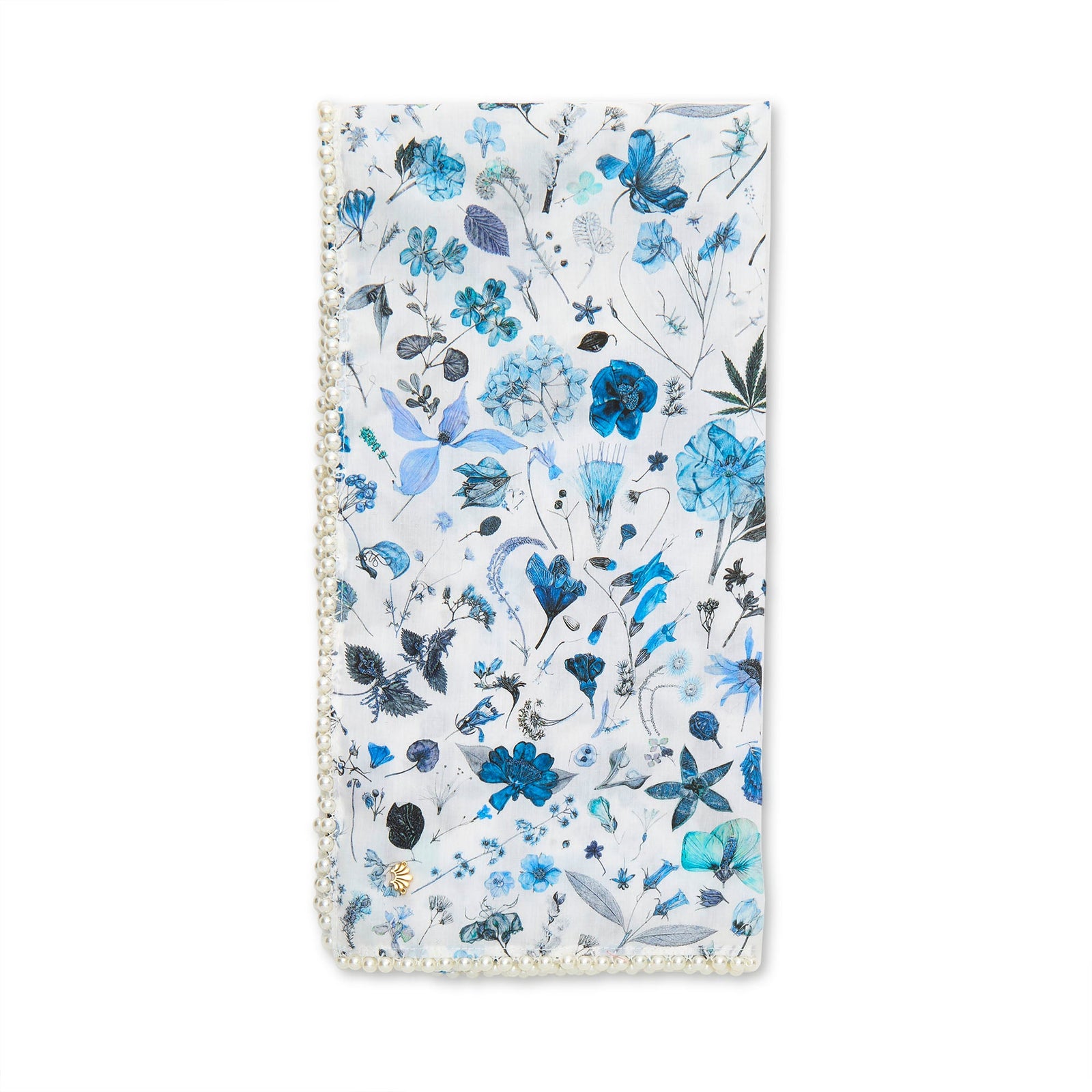 Lele Sadoughi SCARVES SAPPHIRE FLORAL LIBERTY PEARL EDGE SQUARE SCARF