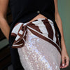 Lele Sadoughi SCARVES WALNUT OVERSIZED ZEBRA SQUARE SATIN SCARF