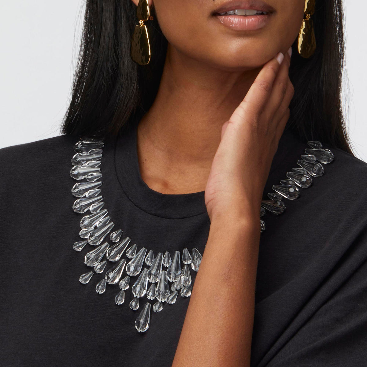 LELE SADOUGHI Shirts JET TEARDROP CRYSTAL T-SHIRT