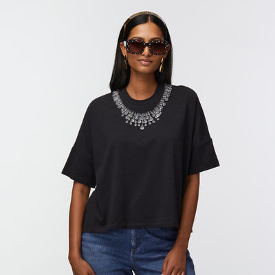LELE SADOUGHI Shirts JET TEARDROP CRYSTAL T-SHIRT