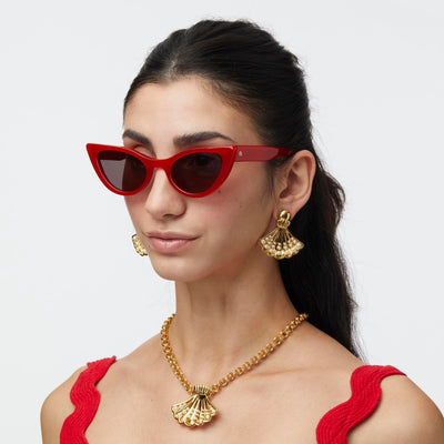 LELE SADOUGHI SUNGLASS RED MYKONOS CAT EYE SUNGLASSES