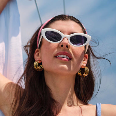 LELE SADOUGHI SUNGLASSES BARBIE™ x LELE SADOUGHI IVORY VINTAGE CAT-EYE SUNGLASSES