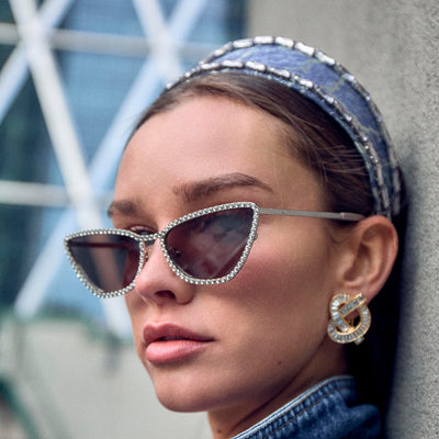 Lele Sadoughi SUNGLASSES CRYSTAL DOLLY CAT EYE SUNGLASSES