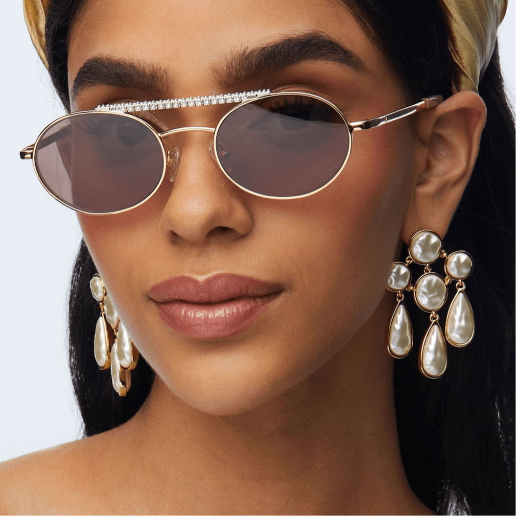 Lele Sadoughi SUNGLASSES GOLD ANAHEIM AVIATOR SUNGLASSES