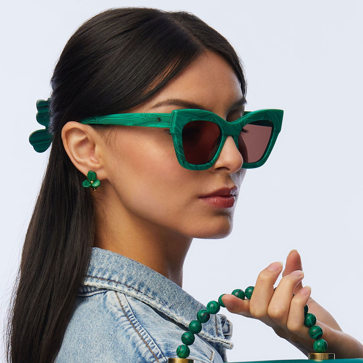 Lele Sadoughi SUNGLASSES MALACHITE LIDO SUNGLASSES