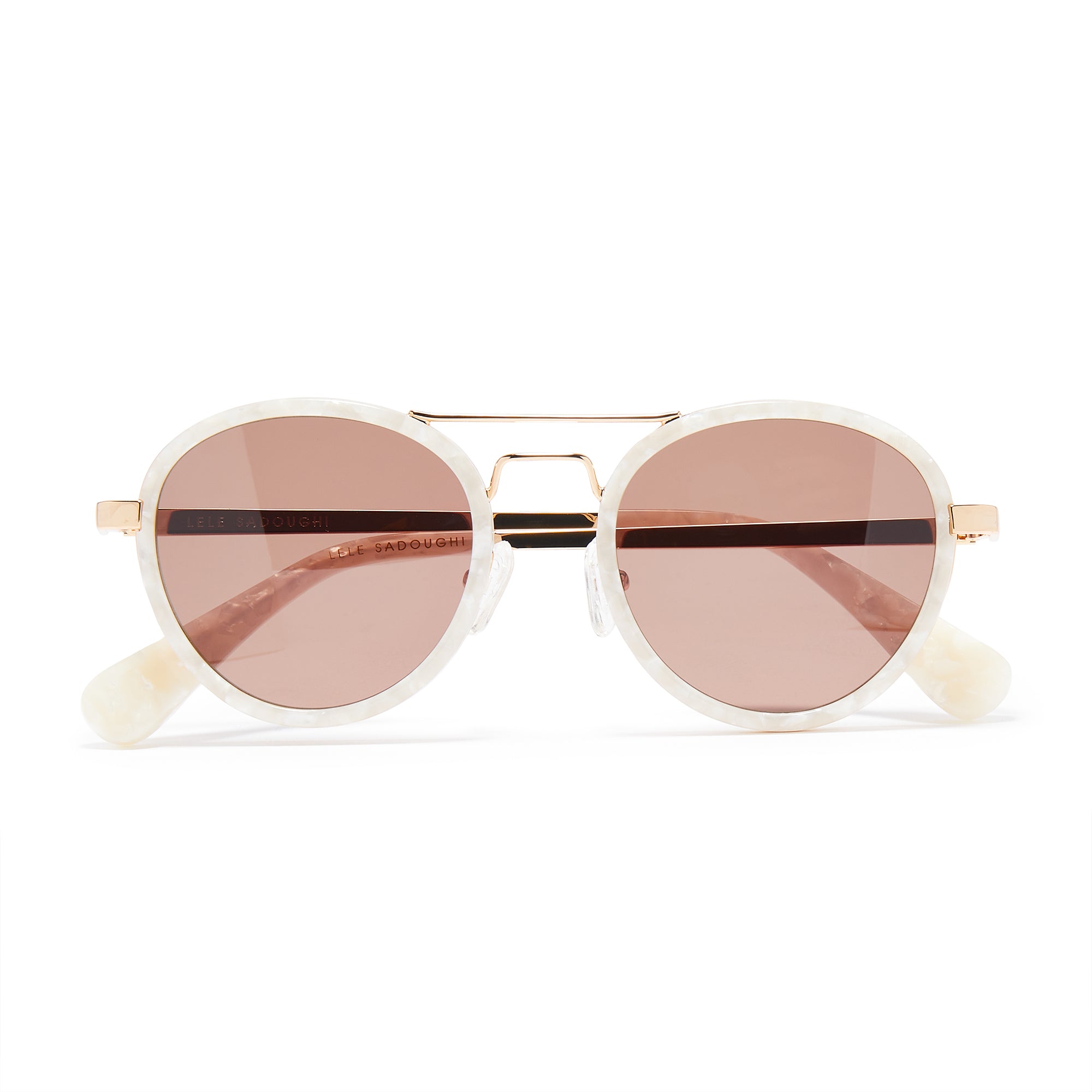 Lele Sadoughi SUNGLASSES MOTHER OF PEARL DOWNTOWN AVIATOR SUNGLASSES