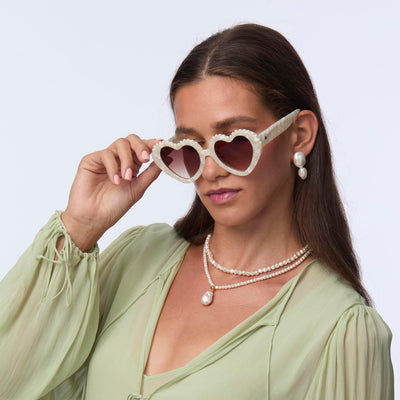 Lele Sadoughi SUNGLASSES MOTHER OF PEARL SWEETHEART SUNGLASSES