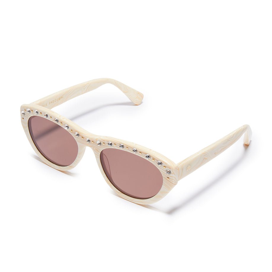Lele Sadoughi SUNGLASSES ONE SIZE IVORY WALNUT MEMPHIS WAYFARER SUNGLASSES
