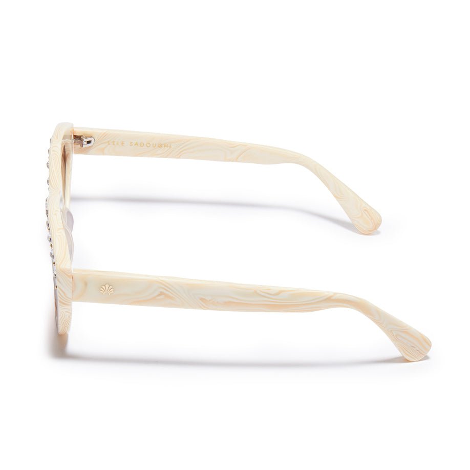 Lele Sadoughi SUNGLASSES ONE SIZE IVORY WALNUT MEMPHIS WAYFARER SUNGLASSES