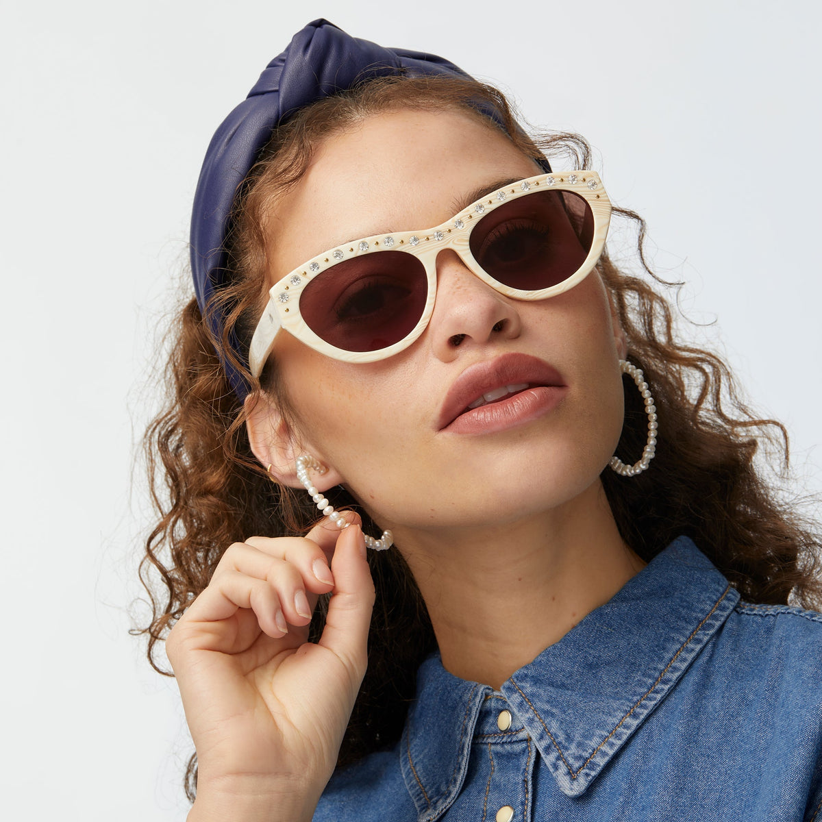 Lele Sadoughi SUNGLASSES ONE SIZE IVORY WALNUT MEMPHIS WAYFARER SUNGLASSES