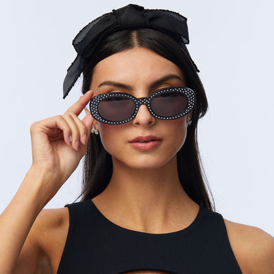 Lele Sadoughi SUNGLASSES ONE SIZE JET OCEANSIDE PEARL OVAL SUNGLASSES