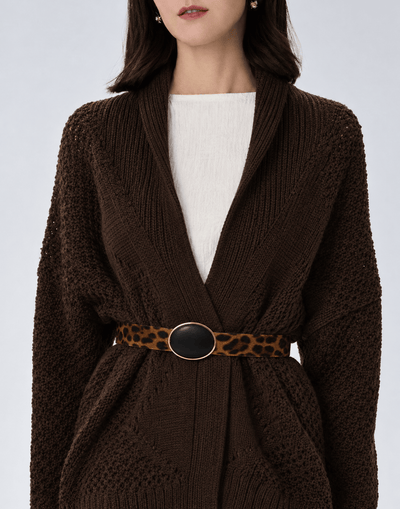 Lele Sadoughi WRAP LEOPARD HORIZON OASIS STATION BELT