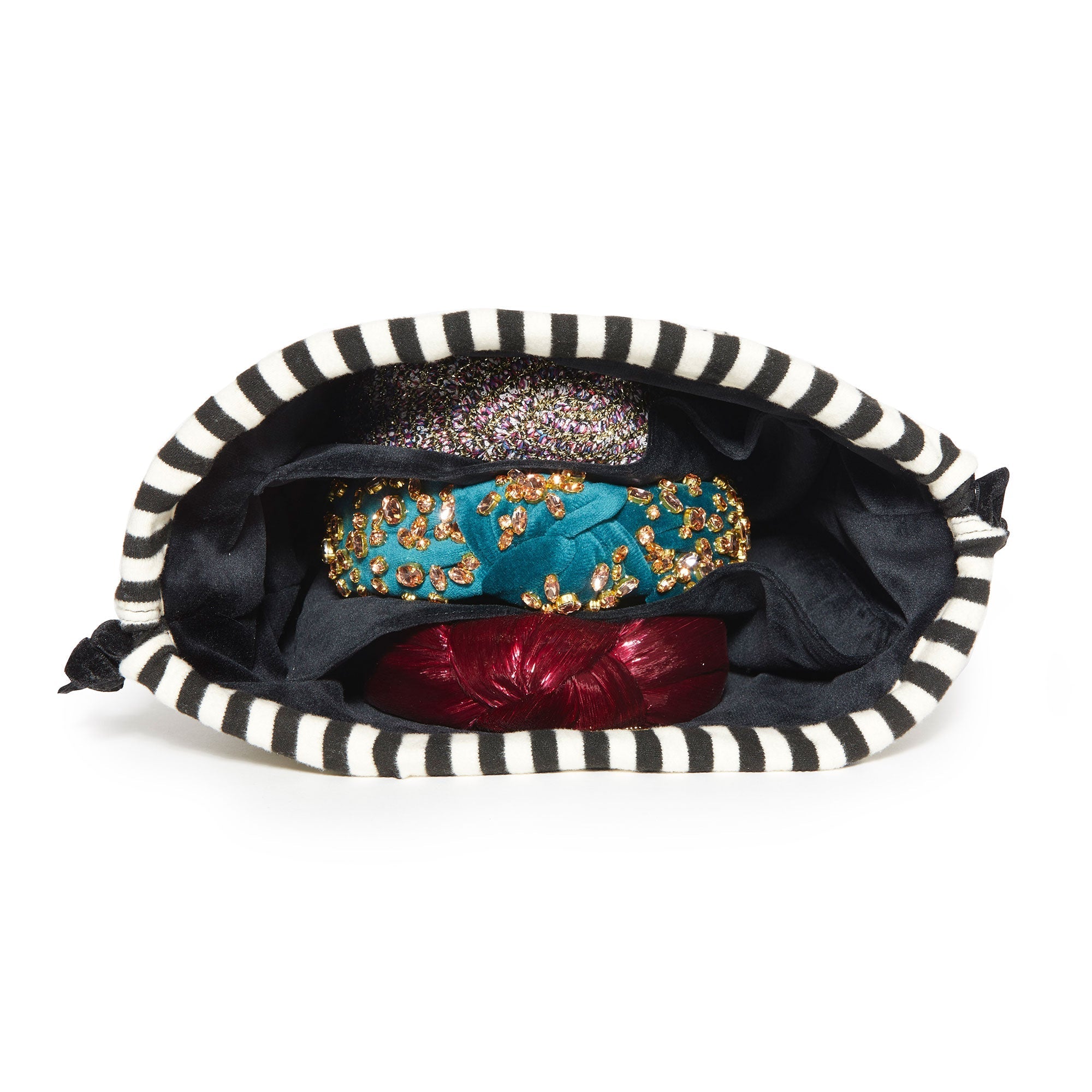 Lele Sadoughi CASE ONE SIZE / JET IVORY JET IVORY DRAWSTRING TRIPLE HEADBAND POUCH