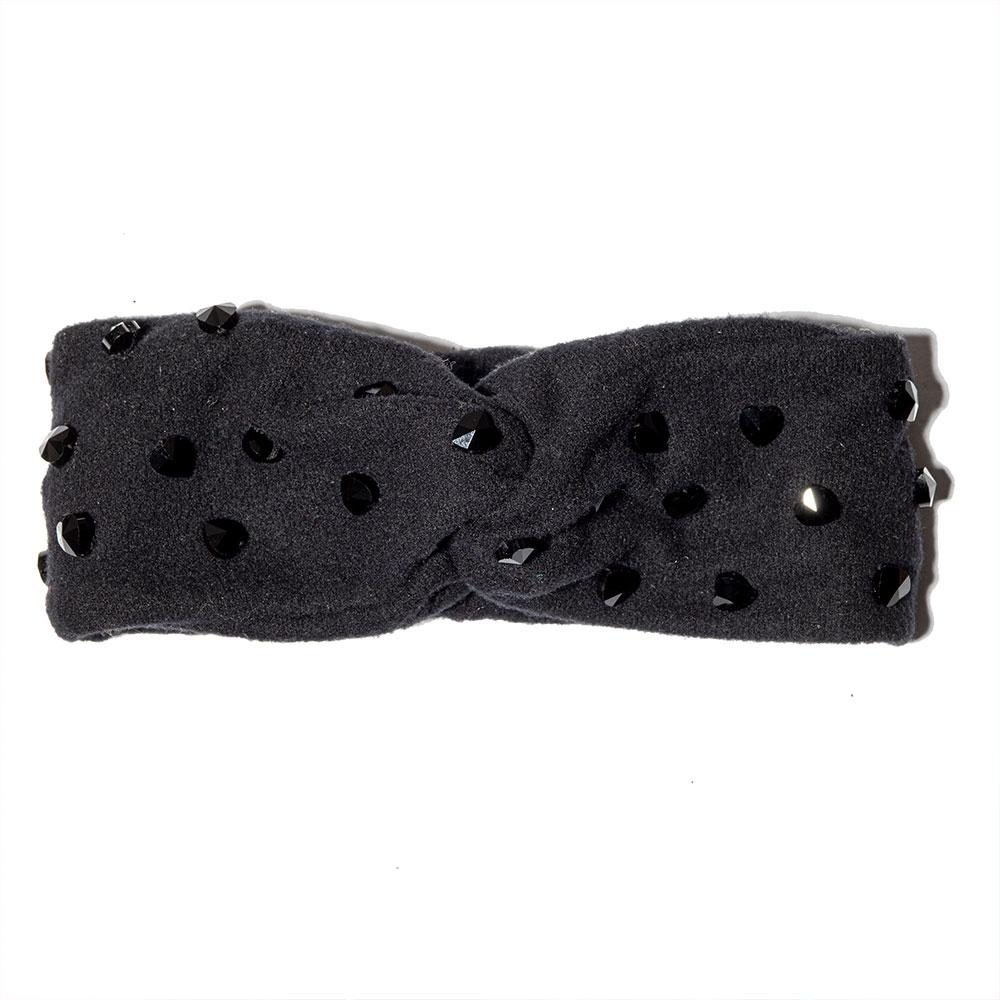 Lele Sadoughi COLD WEATHER ONE SIZE / JET JET CRYSTAL EMBELLISHED KNOTTED EAR WARMER