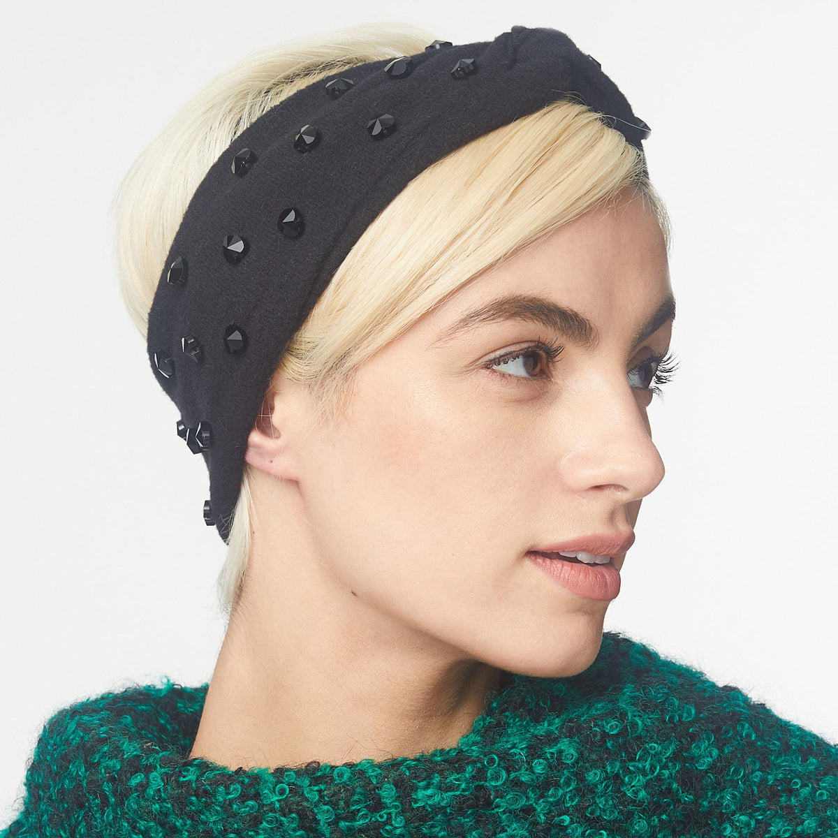 Lele Sadoughi COLD WEATHER ONE SIZE / JET JET CRYSTAL EMBELLISHED KNOTTED EAR WARMER