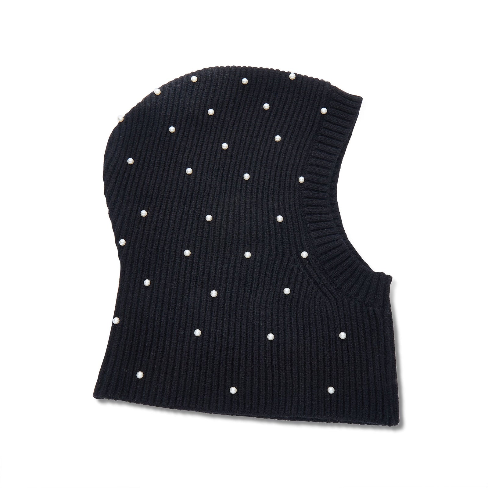 Lele Sadoughi COLD WEATHER ONE SIZE / JET JET PEARL EMBELLISHED BALACLAVA