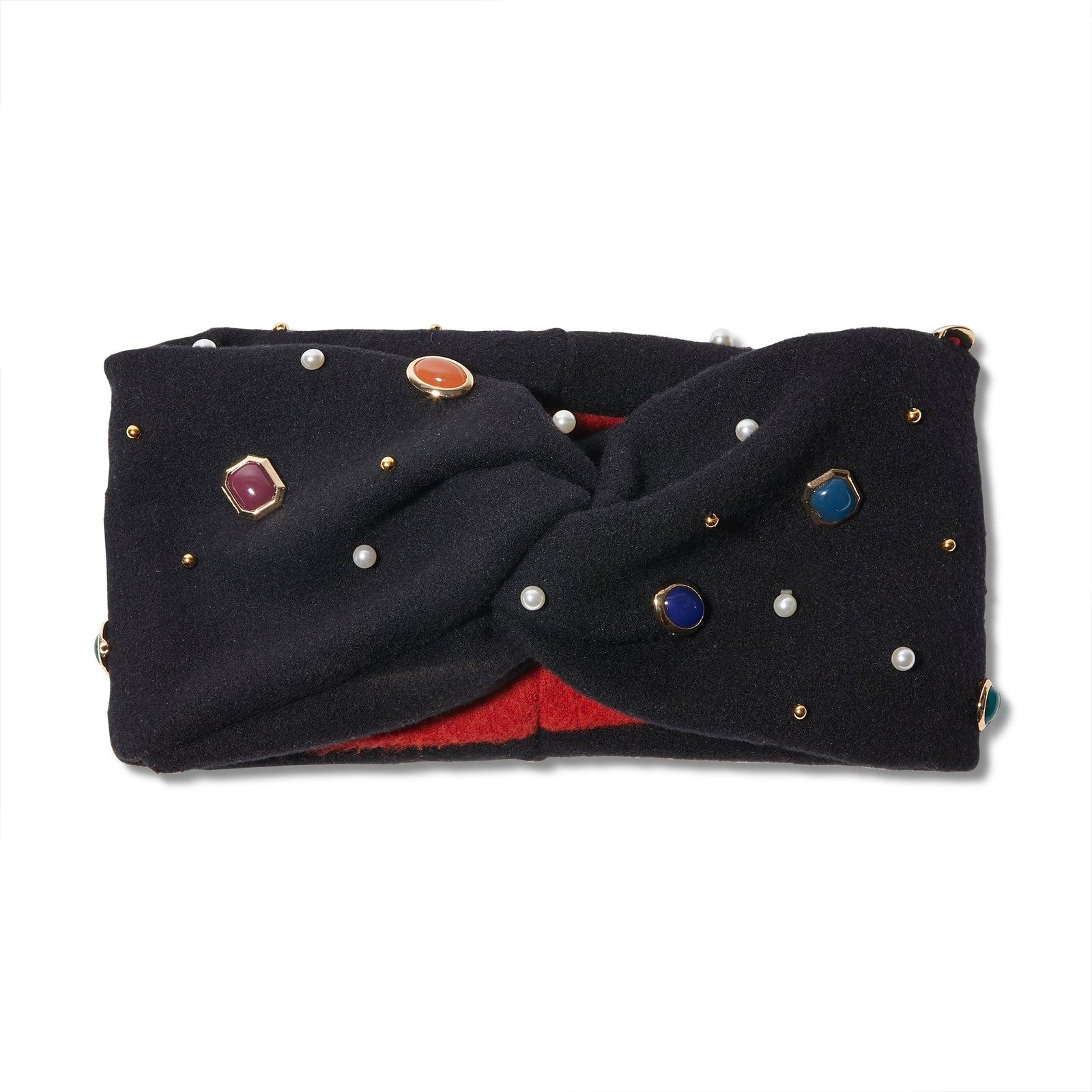 Lele Sadoughi EARMUFFS ONE SIZE / JET JET BEZEL JEWEL KNOTTED EAR WARMER