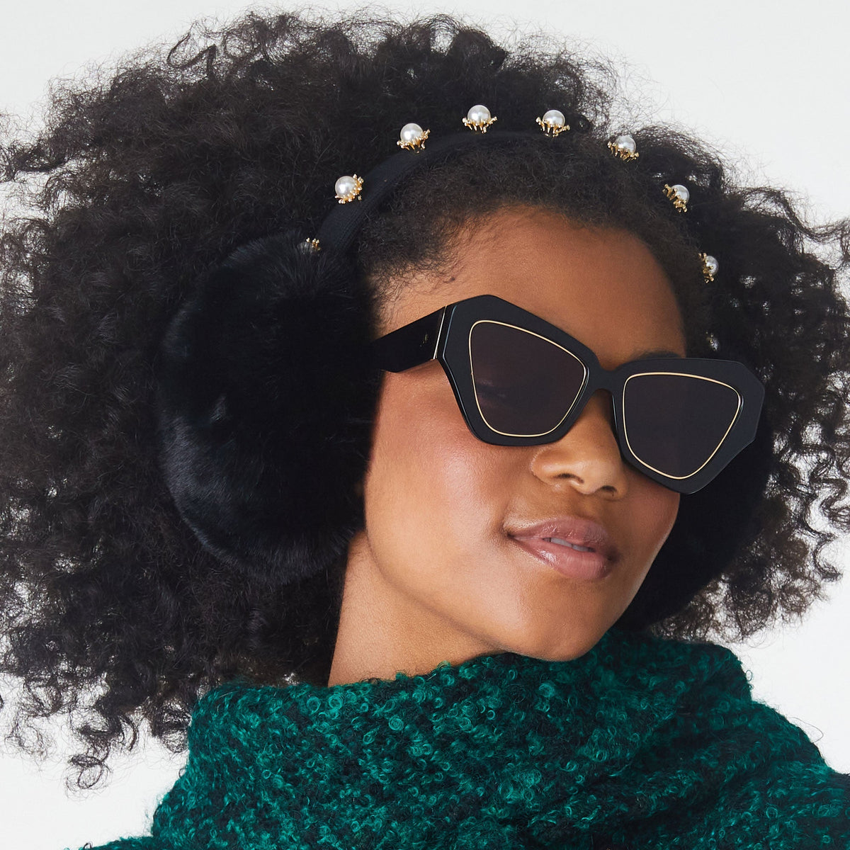 Lele Sadoughi EARMUFFS ONE SIZE / JET JET PEARL STARBURST EARMUFFS