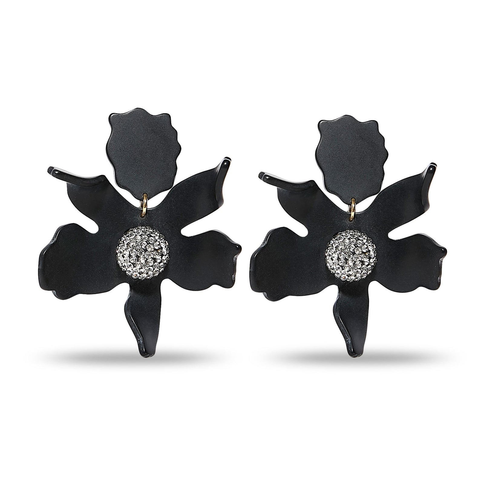 JET CRYSTAL LILY EARRINGS