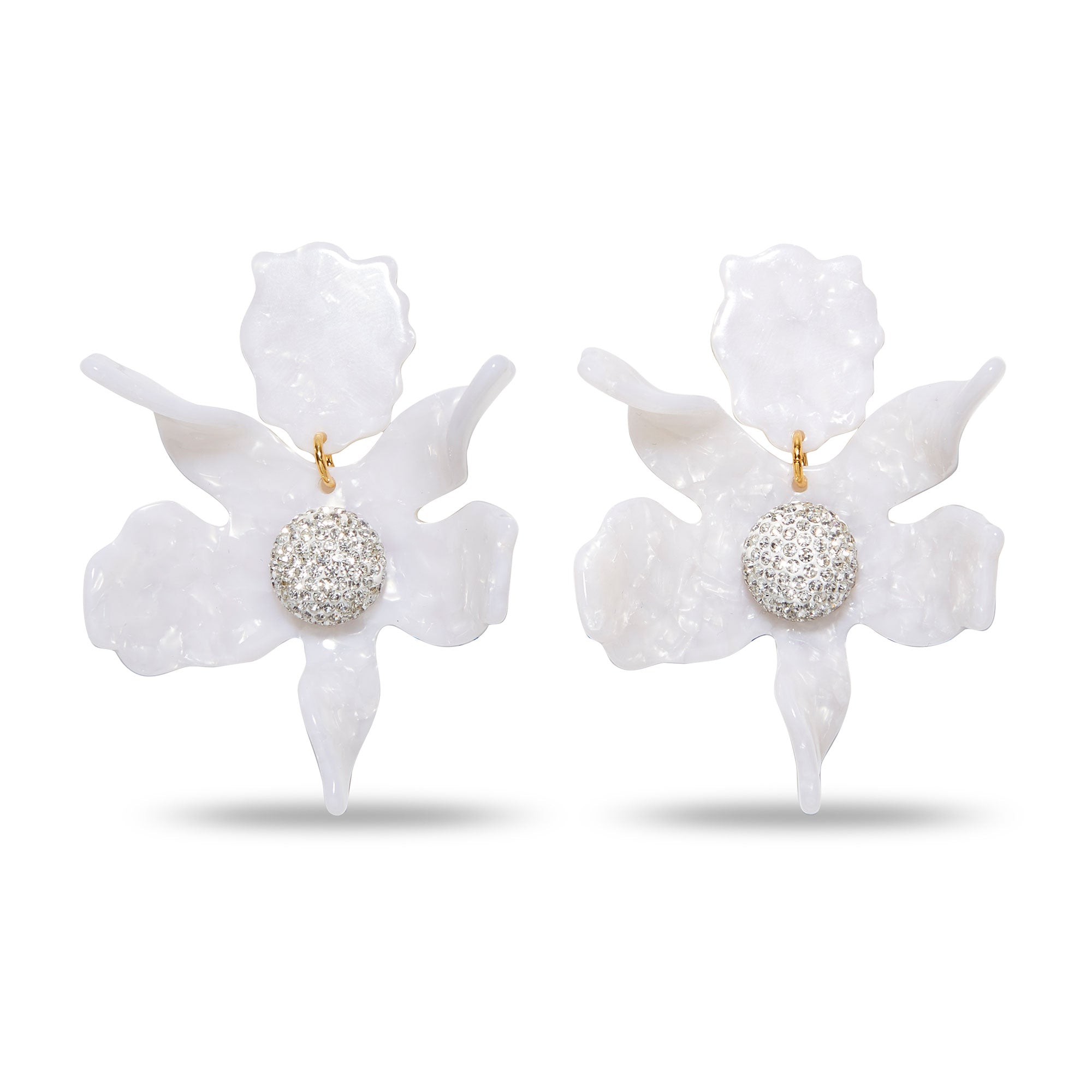 Lele Sadoughi EARRINGS MOTHER OF PEARL CRYSTAL LILY EARRINGS