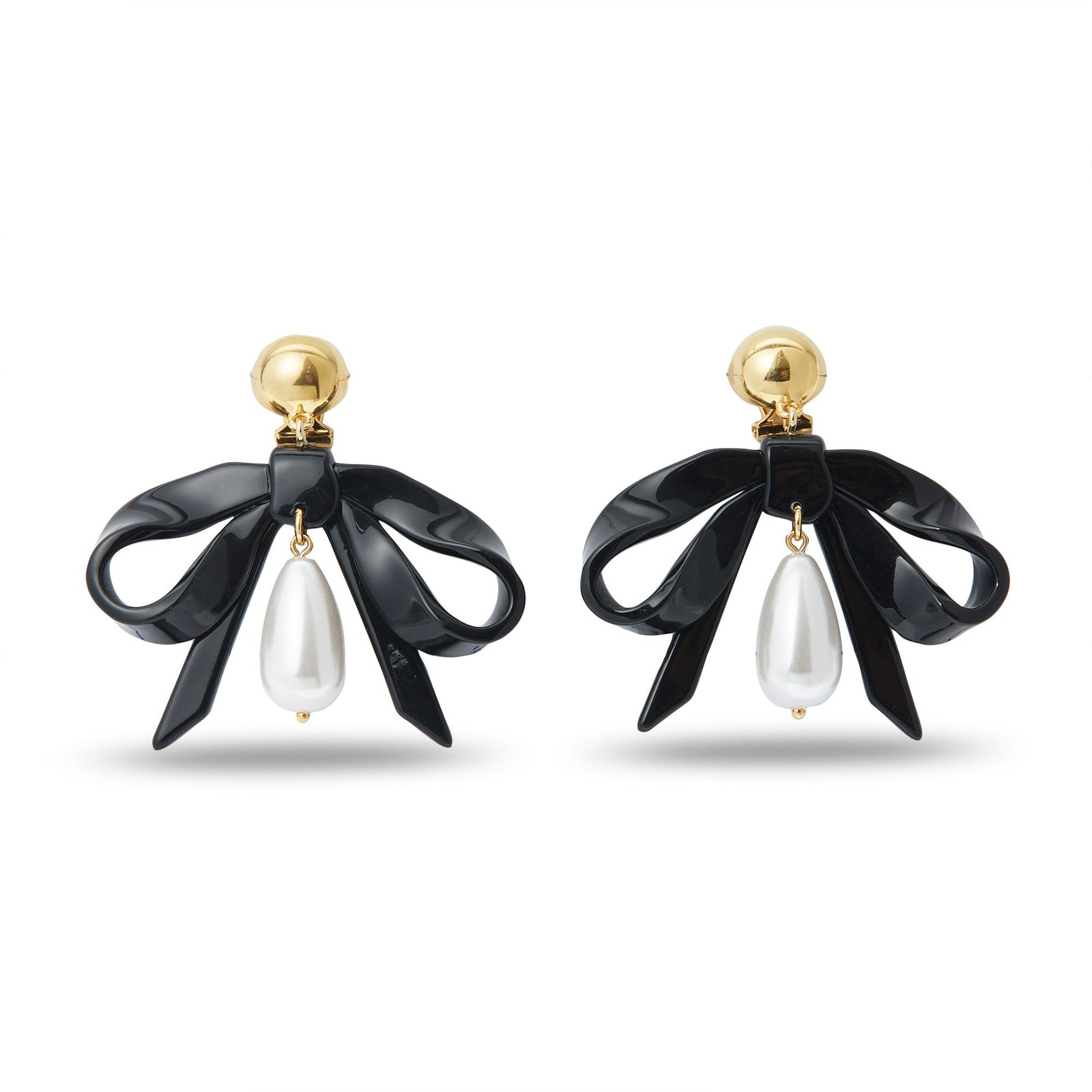Lele Sadoughi EARRINGS ONE SIZE / JET JET BOW DROP EARRINGS