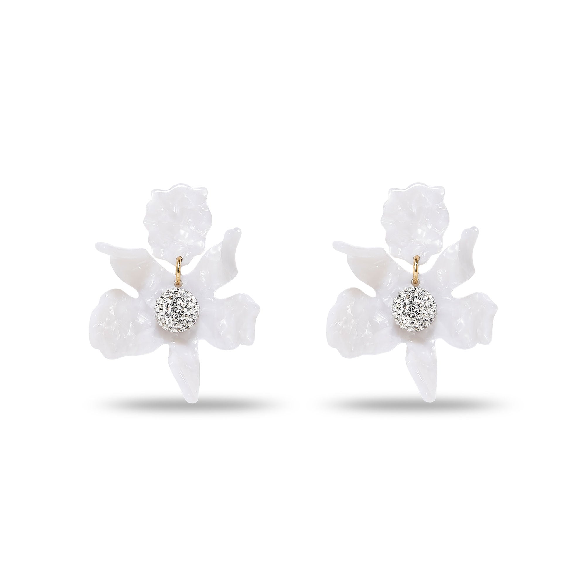 Lele Sadoughi EARRINGS ONE SIZE / MOTHER OF PEARL MOTHER OF PEARL SMALL CRYSTAL LILY EARRINGS