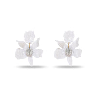 MOTHER OF PEARL CRYSTAL LILY EARRINGS - Lele Sadoughi