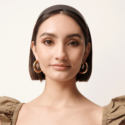 Lele Sadoughi HEADBANDS ONE SIZE / JET JET FAUX LEATHER BESSETTE HEADBAND