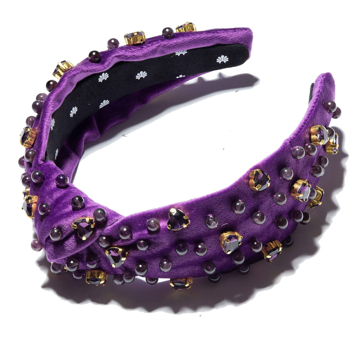 Lele Sadoughi HEADBANDS ONE SIZE / AMETHYST FEBRUARY AMETHYST BEAD AND HEART CRYSTAL HEADBAND