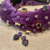Lele Sadoughi HEADBANDS ONE SIZE / AMETHYST FEBRUARY AMETHYST BEAD AND HEART CRYSTAL HEADBAND