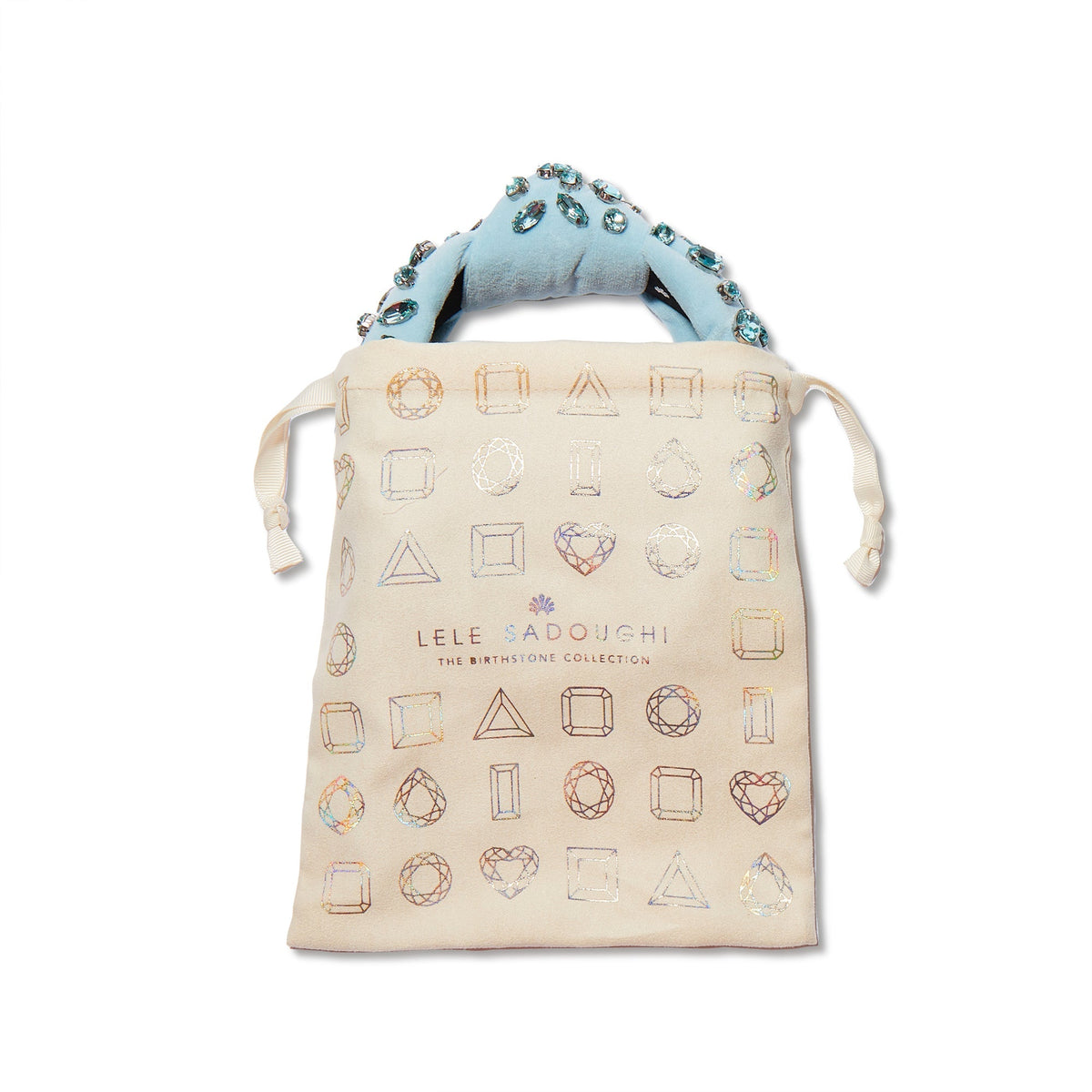 Lele Sadoughi HEADBANDS ONE SIZE APRIL DIAMOND MIXED CRYSTAL VELVET KNOTTED HEADBAND