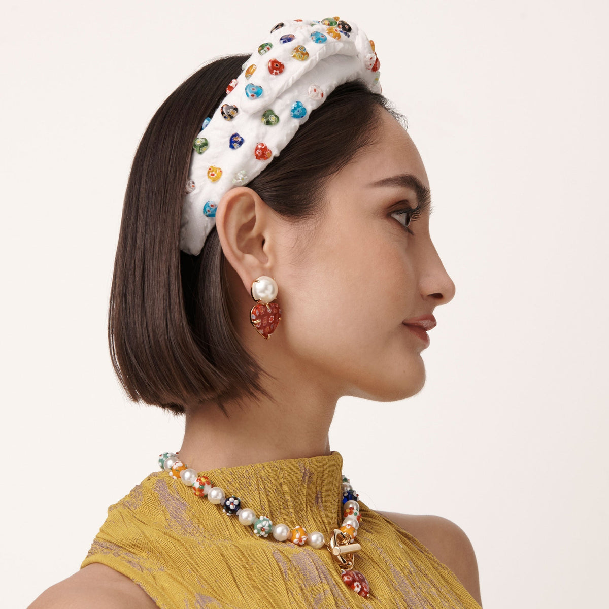 Lele Sadoughi HEADBANDS ONE SIZE / BIANCA MOSAIC BIANCA MOSAIC FIORE HEART VERONICA BOW HEADBAND