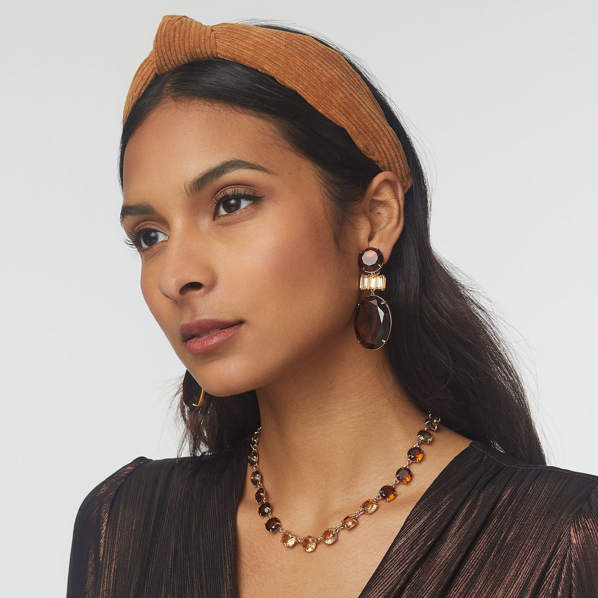 Lele Sadoughi HEADBANDS ONE SIZE / CAMEL CAMEL CORDUROY SLIM KNOTTED HEADBAND