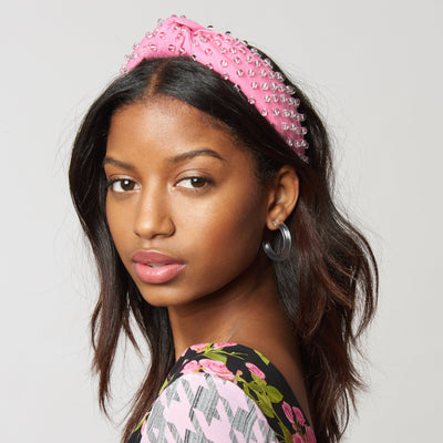 Lele Sadoughi HEADBANDS ONE SIZE / Candy Pink CANDY PINK GLASS BEADED WOVEN HEADBAND