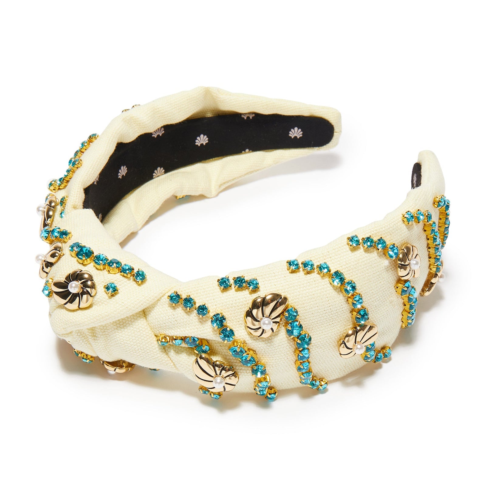 Lele Sadoughi HEADBANDS ONE SIZE IVORY NAUTILUS CRYSTAL KNOTTED HEADBAND