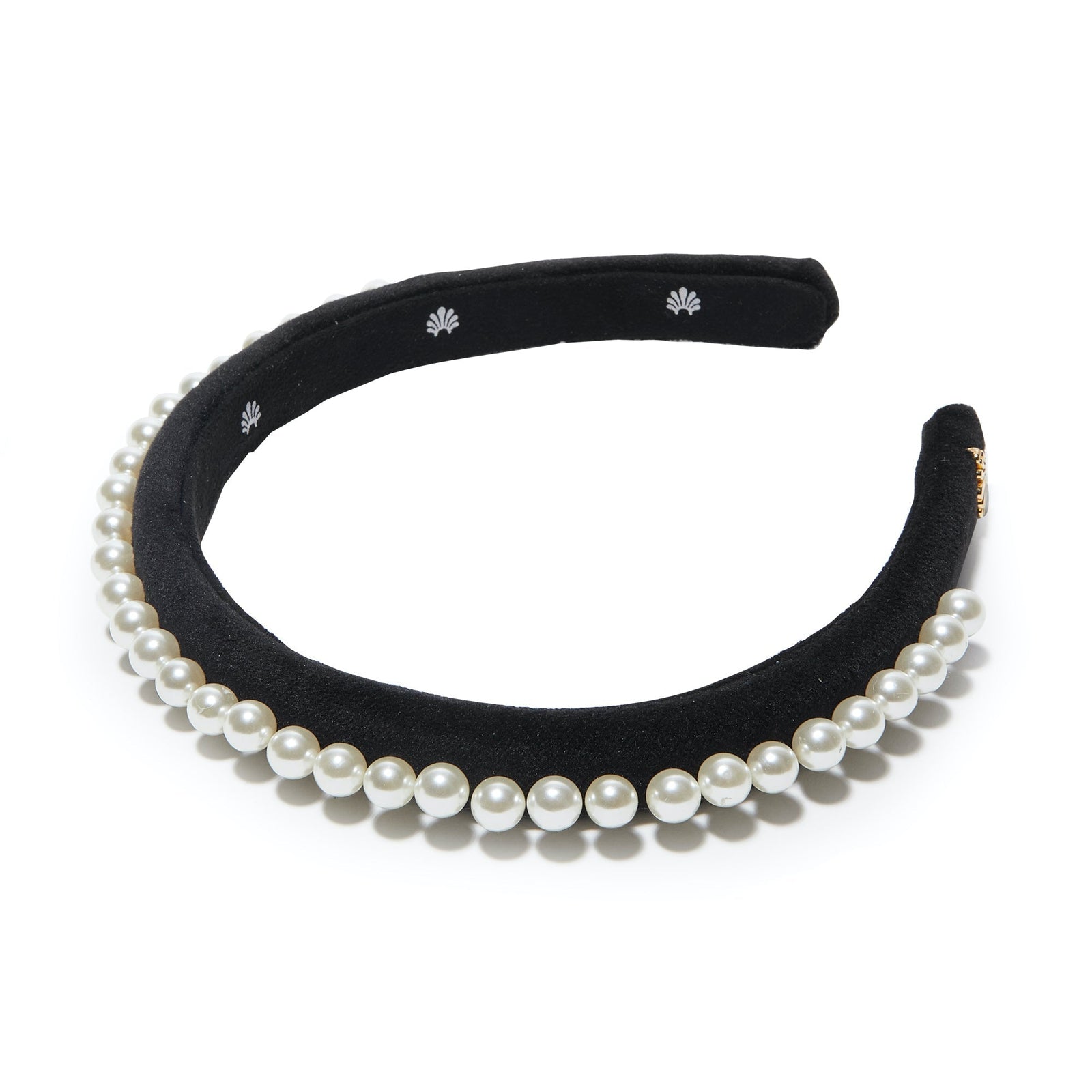 Lele Sadoughi HEADBANDS ONE SIZE / JET JET PEARL EMBELLISHED VELVET GIGI HEADBAND